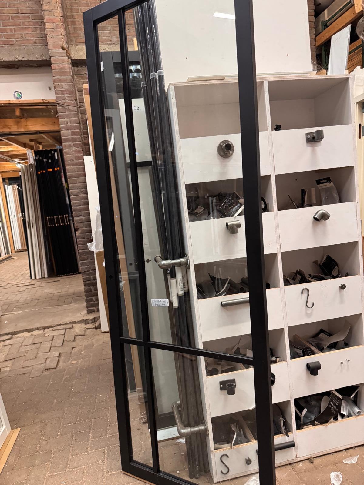 83x234cm binnendeur stomp staallook zwart sk46, Ophalen, Binnendeur, Nieuw, Glas
