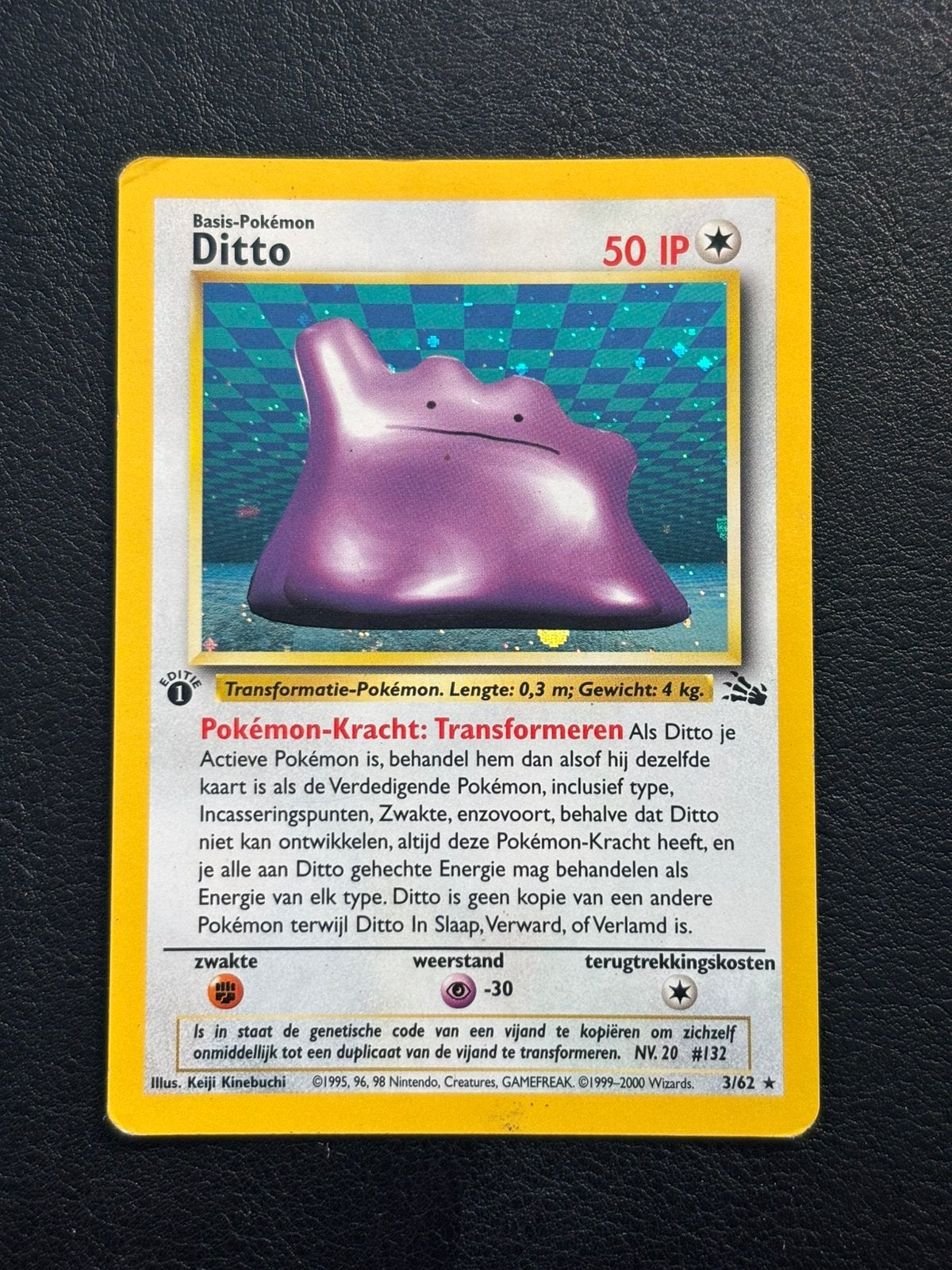 Ditto holo 1st edition (Nederlands) - Fossil 3/62 (LP+), Ophalen of Verzenden, Zo goed als nieuw