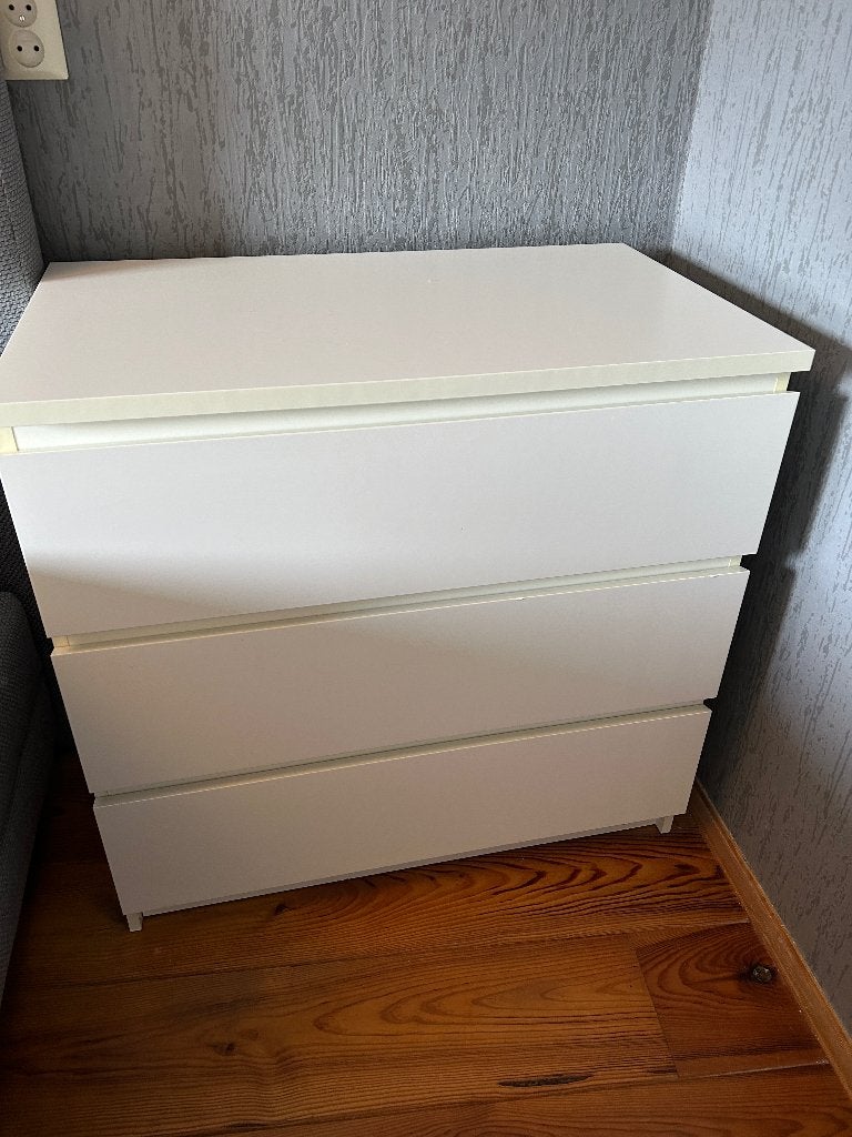 Ikea Malm Ladekast Wit met Verkleuring, Huis en Inrichting, Ophalen, Gebruikt, 50 tot 100 cm, 3 of 4 laden