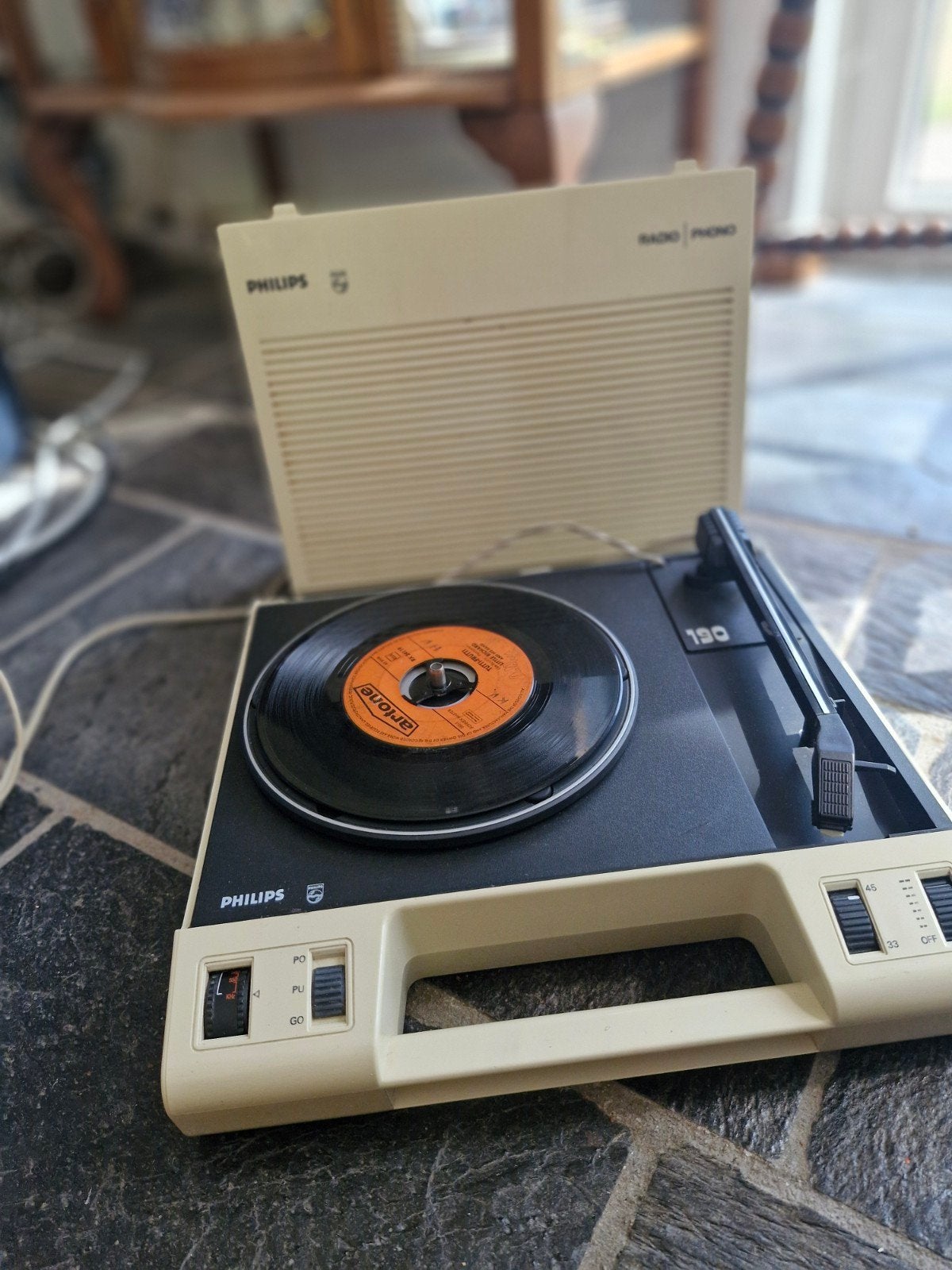 Nette Vintage Philips 22AF190 portable radio/platenspeler, Audio, Tv en Foto, Platenspelers, Ophalen of Verzenden, Gebruikt, Platenspeler