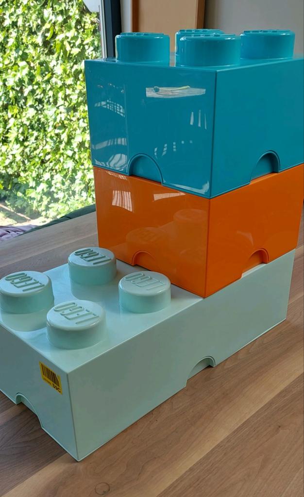 3 LEGO opbergdozen - 2x4 en 2x2 blokken in diverse kleuren, Overige thema's, Lego, Overige typen, Ophalen of Verzenden