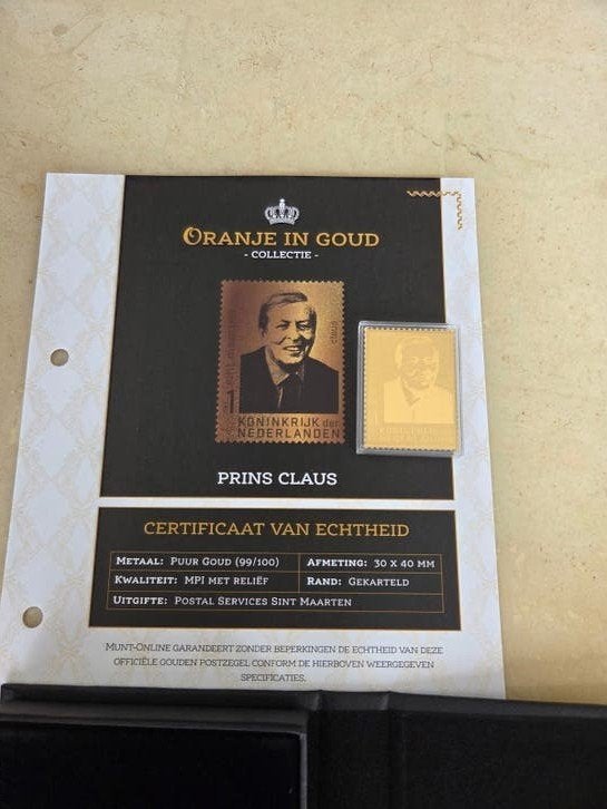 Gouden Postzegel Prins Claus - Oranje in Goud Collectie, Postzegels en Munten, Ophalen of Verzenden, Na 1940, Postfris