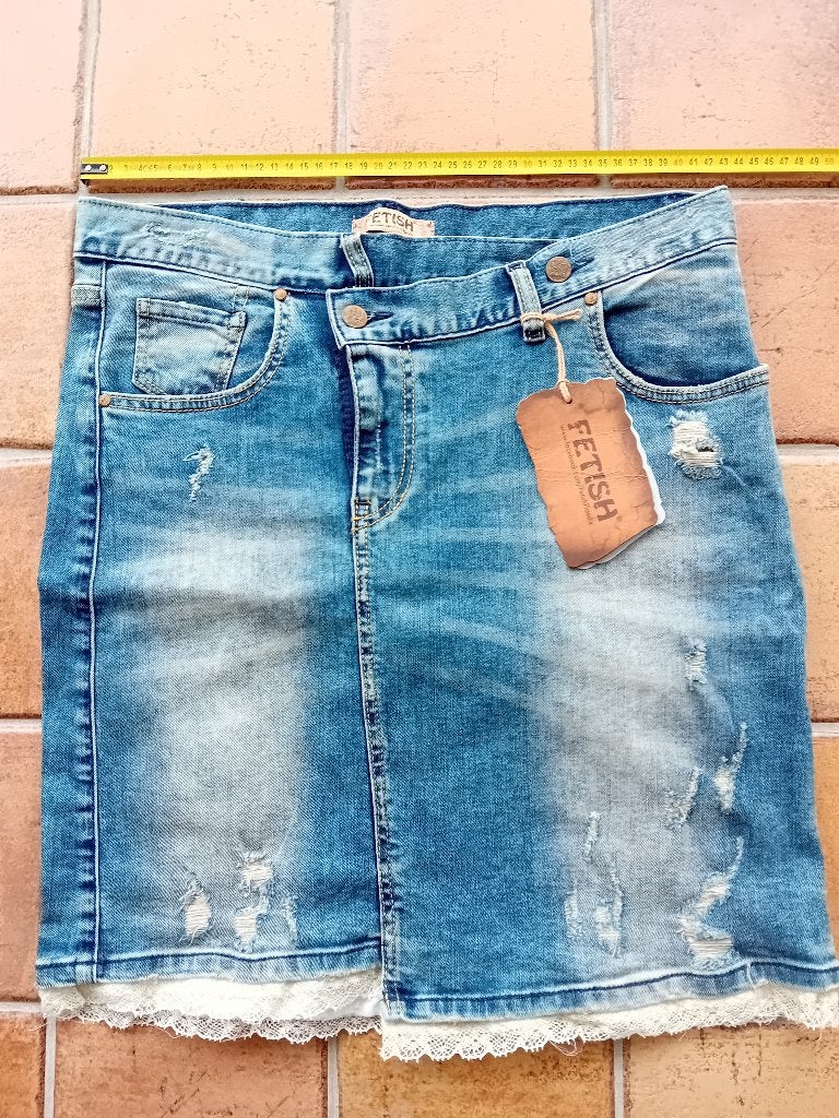 Spijkerrok van fetish maat L nieuw, Ophalen, Nieuw, Blauw, Boven de knie