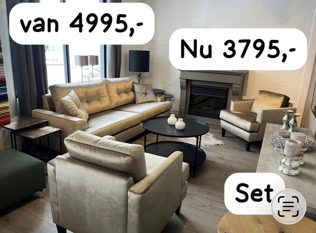 Sale opruiming bankstellen, Ophalen of Verzenden, Zo goed als nieuw, Minder dan 150 cm
