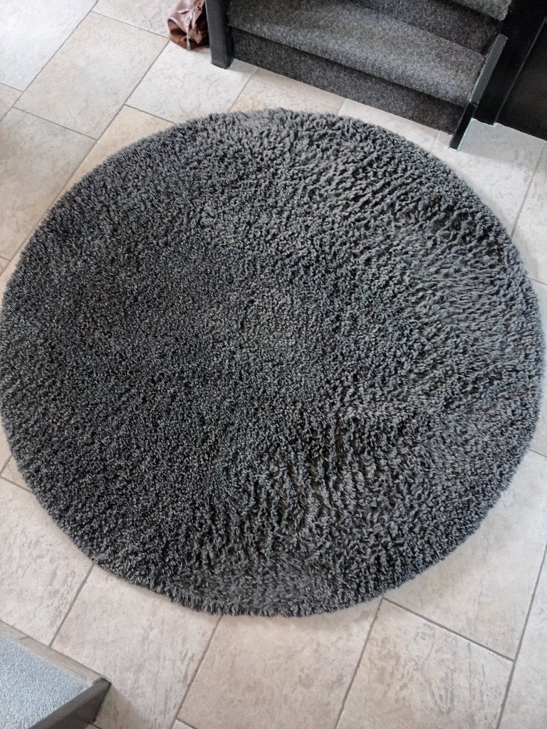 vloerkleed rond fluffy-shaggy antraciet/zwart, 150 tot 200 cm, Rond, Nieuw, Ophalen of Verzenden