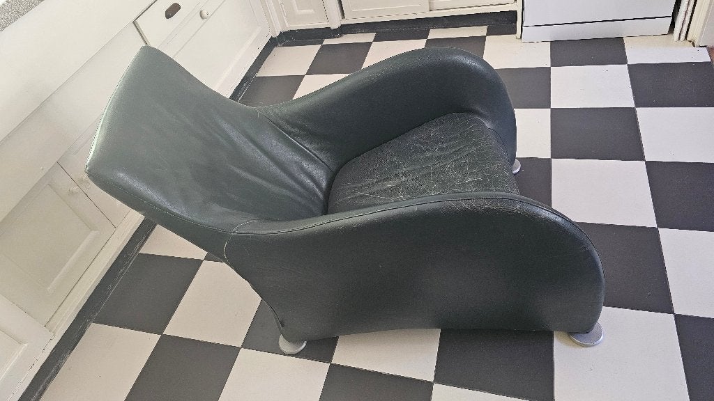 Montis "Loge" fauteuil - design stoel, Ophalen, Gebruikt, Overige kleuren, Design stoel groen leer klassieker