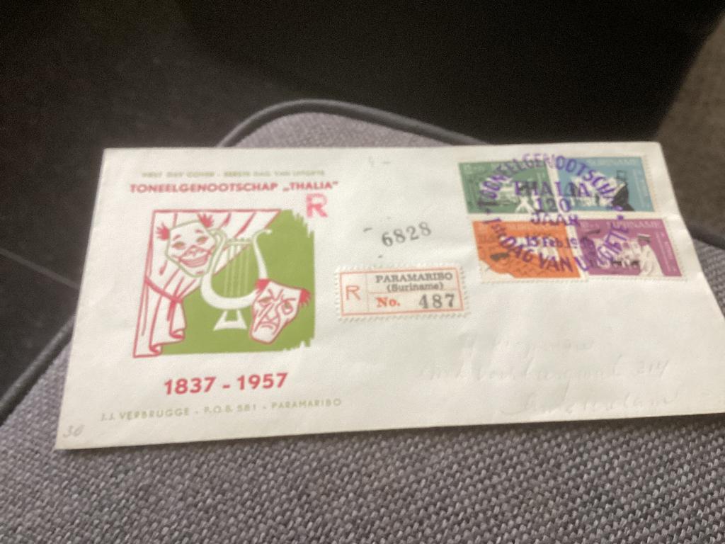 No643 Suriname E10 aangetekend Heb ook van Nederland, Postzegels en Munten, Postzegels | Eerstedagenveloppen, Ophalen, Onbeschreven
