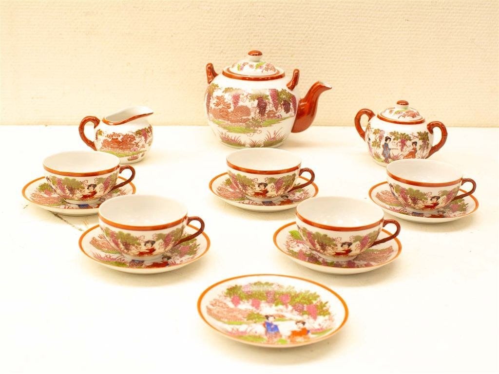 16 delig porseleinen thee servies 33963, Gebruikt, Ophalen of Verzenden, Bord(en), Overige stijlen