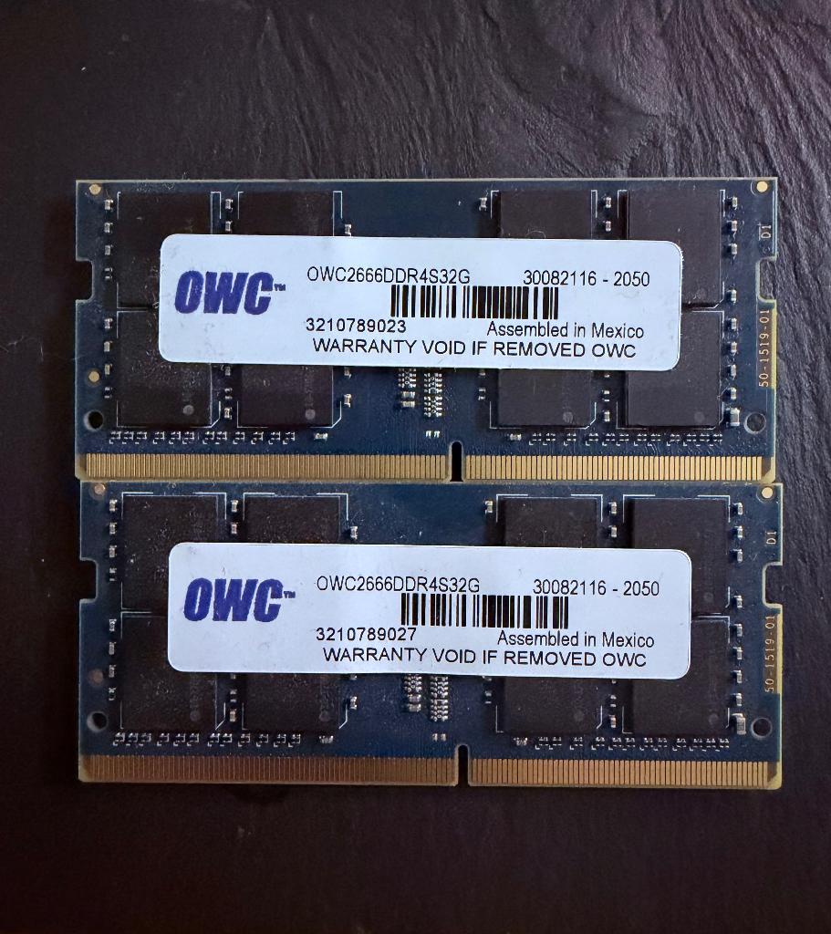 OWC 64GB RAM (2x32GB) DDR4 2666MHz PC4-21300 SO-DIMM, Computers en Software, DDR4, Ophalen of Verzenden, Zo goed als nieuw, 64 GB