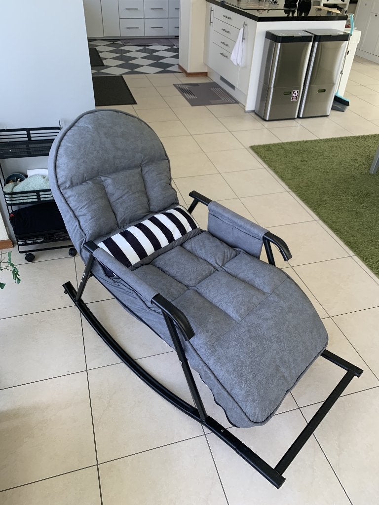 Verstelbare grijze schommelstoel/relaxstoel buiten/binnen, Huis en Inrichting, Ophalen, Zo goed als nieuw, Eén, Stof