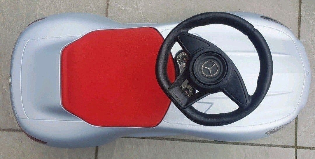 VETTE BAK! ️ Mercedes AMG gt bobby loopauto zilver met rood, Ophalen of Verzenden, Zo goed als nieuw, Loopvoertuig