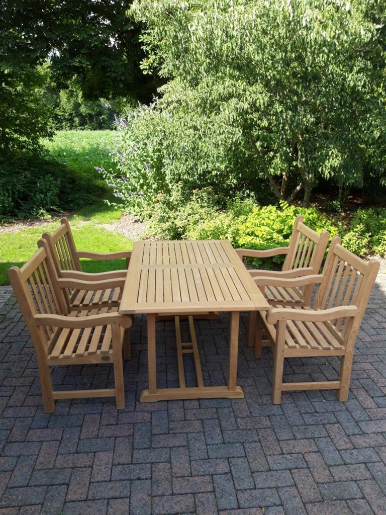 Prachtige teak tuinset van het merk Teak and Garden., Ophalen, 4 zitplaatsen, Teakhout, Zo goed als nieuw