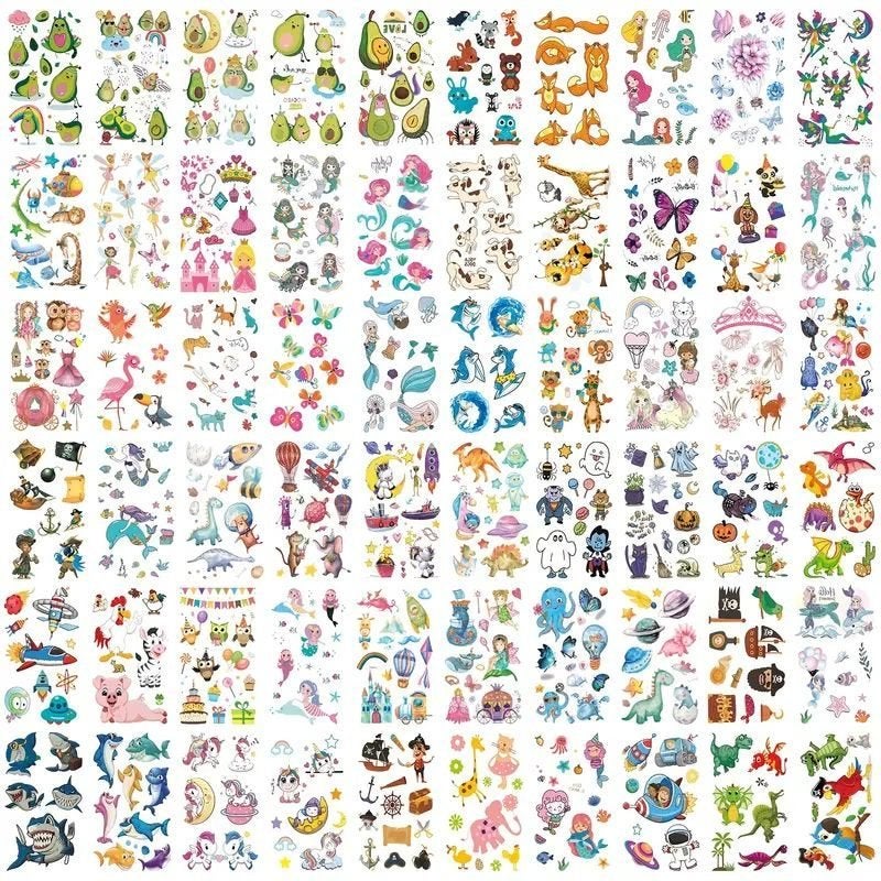 600+ Tattoo Stickers voor Kinderen - Dino, Unicorn & Dieren, Ophalen of Verzenden, Nieuw, Meerdere stickers