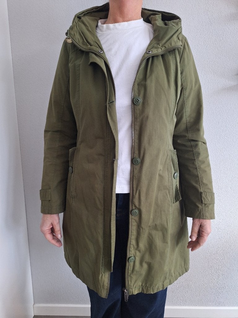 Bomboogie dames winterjas olijfgroen, 2 in 1 Parka, mt 42., Maat 42/44 (L), Ophalen of Verzenden, Zo goed als nieuw, Groen