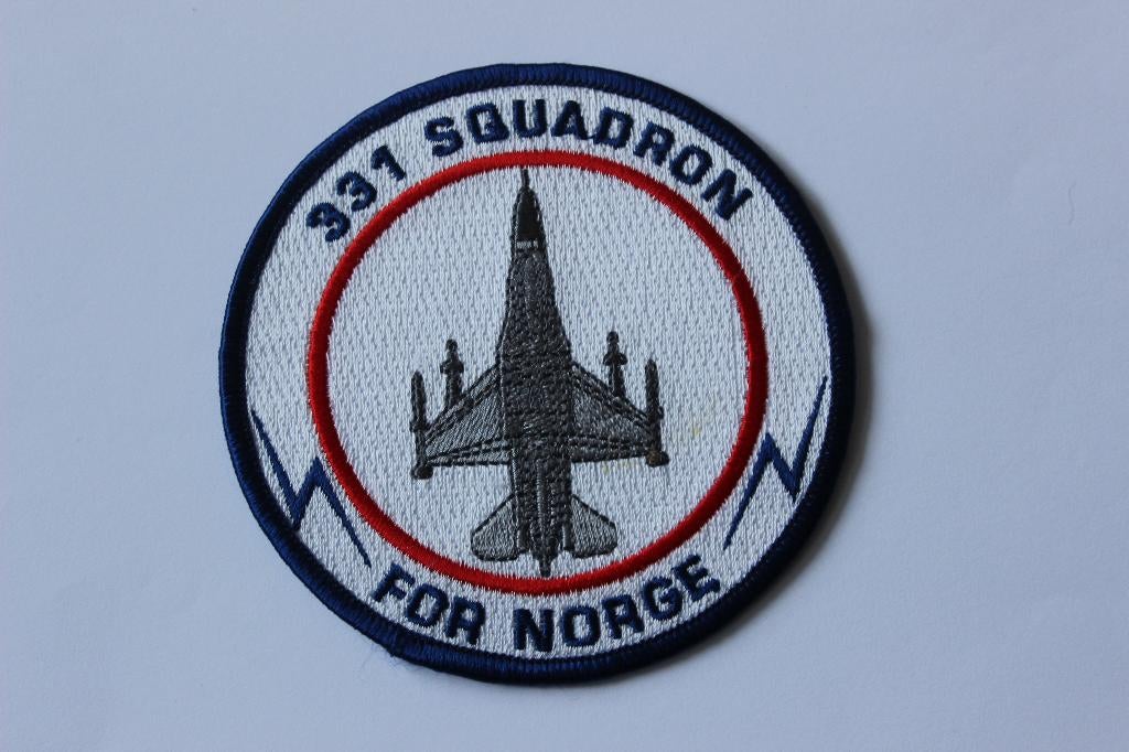 patch 331  sqn  f-16  norway   white (1), Verzenden, Zo goed als nieuw, Patch, Badge of Embleem