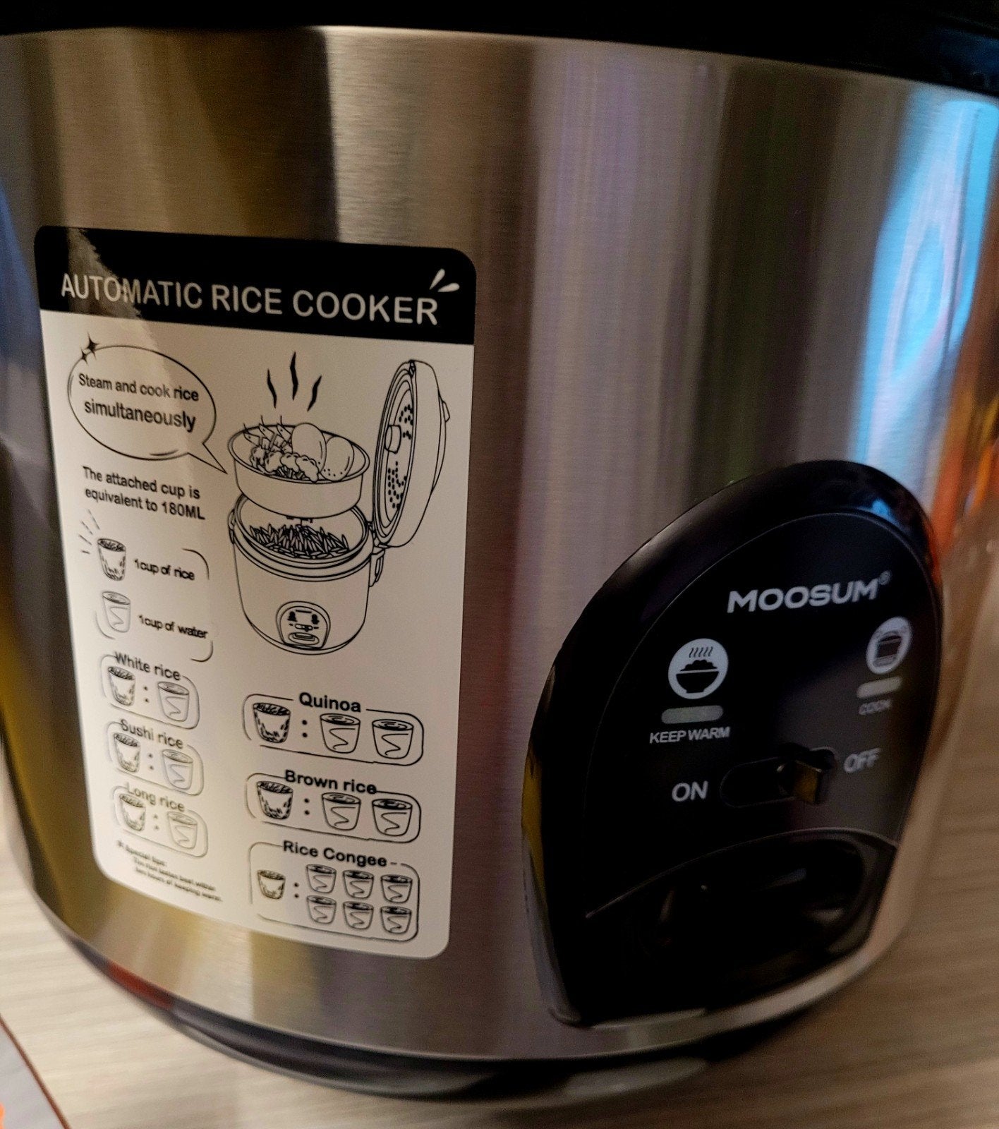 MOOSUM Automatische Rijstkoker - 800W, 5L Capaciteit, Ophalen of Verzenden, Vaatwasmachinebestendig, Nieuw