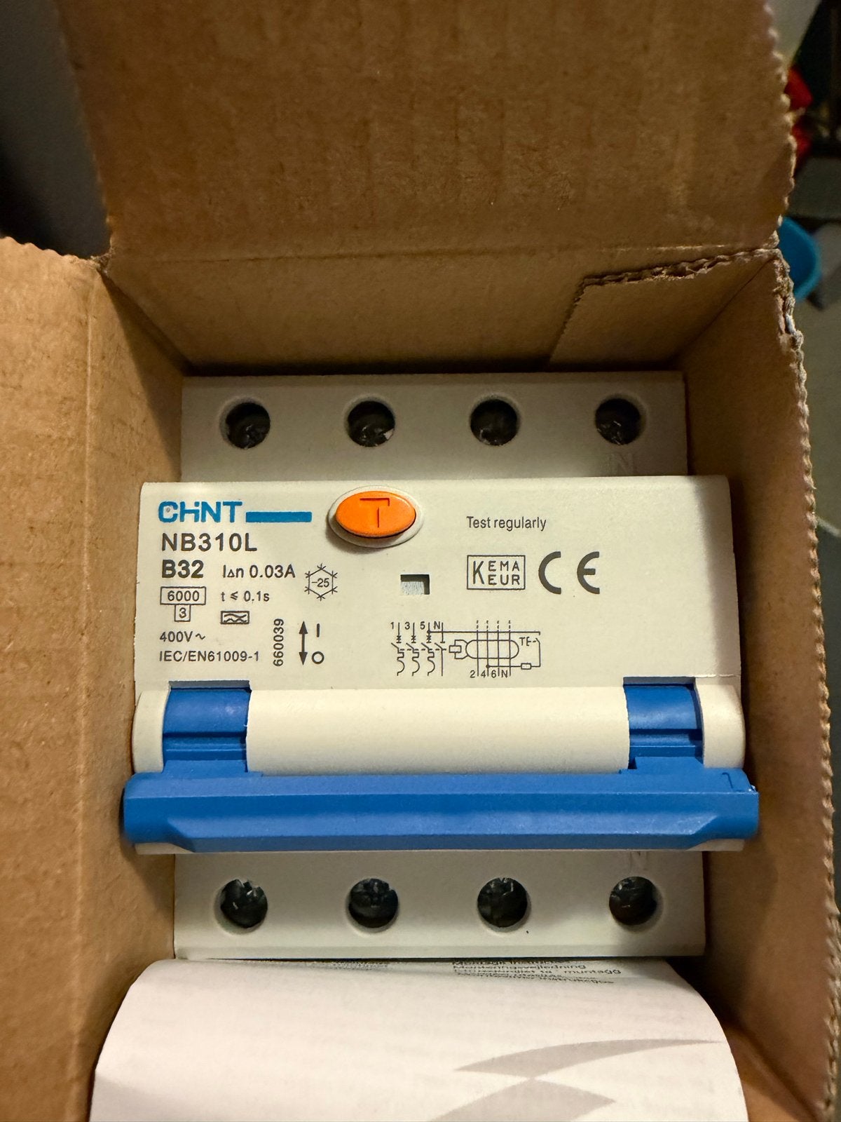 Chint aardlekautomaat B32 30mA type A 3-fase 6kA, Doe-het-zelf en Verbouw, Elektra en Kabels, Nieuw, Aardlekautomaat, Overige merken