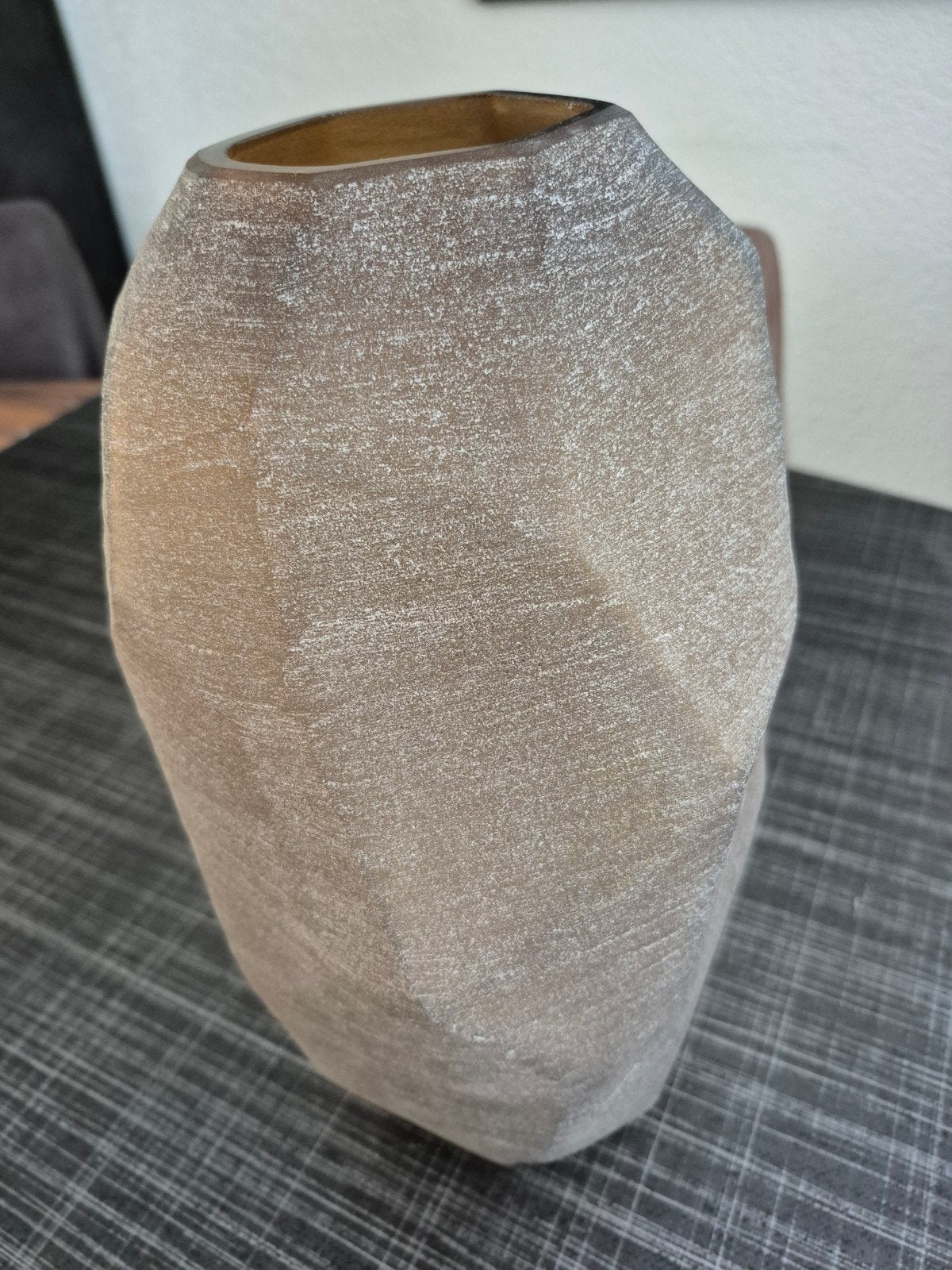 Grote vaas zandkleur, Huis en Inrichting, Ophalen, Beige, 36 cm, Glas