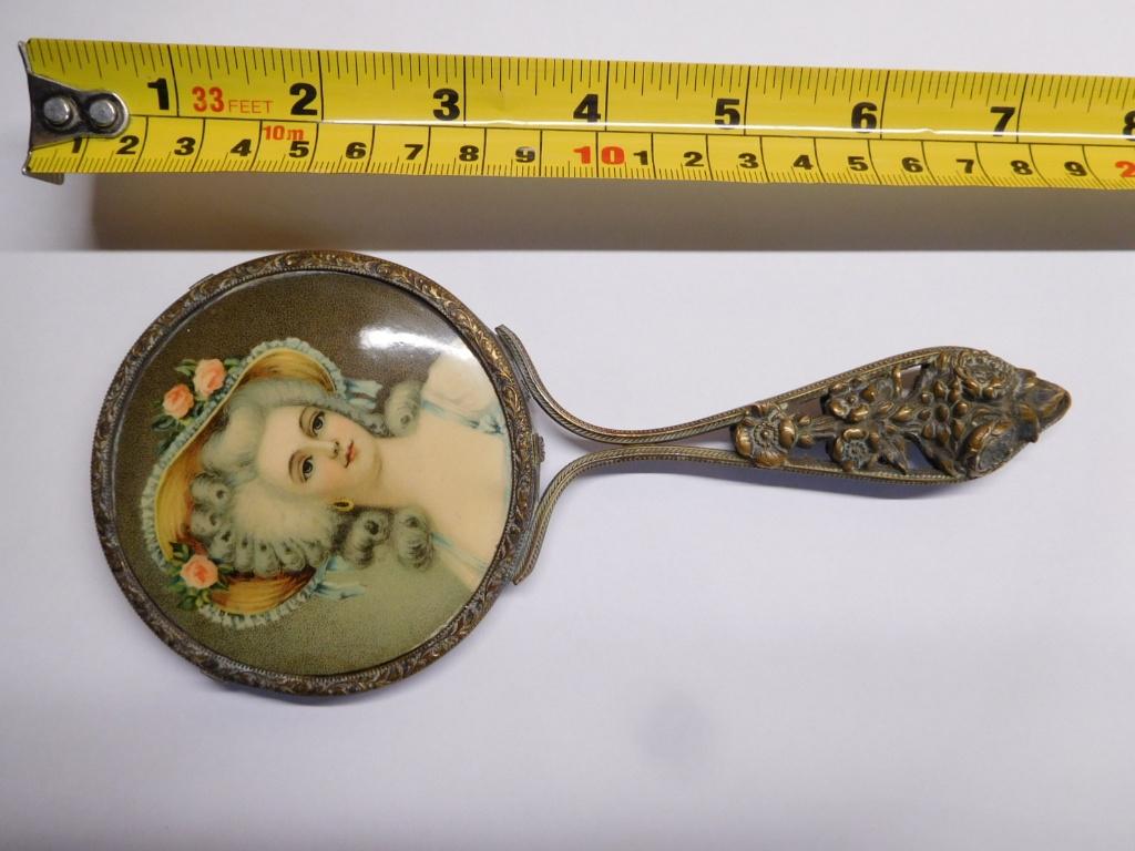 antieke bronzen handspiegel met emaille dame, Antiek en Kunst, Antiek | Emaille, Ophalen of Verzenden