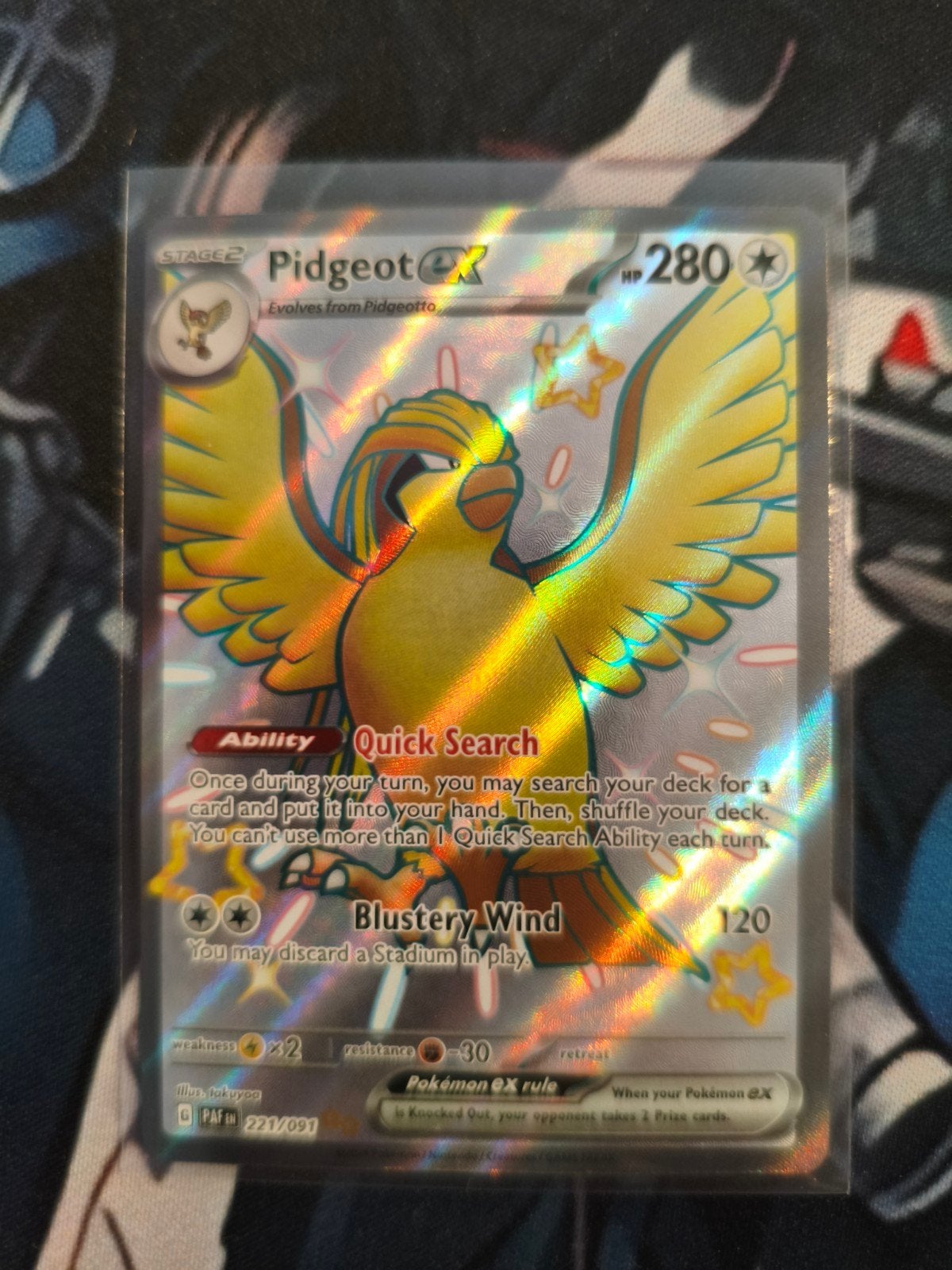 Pokemon kaart Pidgeot EX PAF 221, Ophalen of Verzenden, Zo goed als nieuw