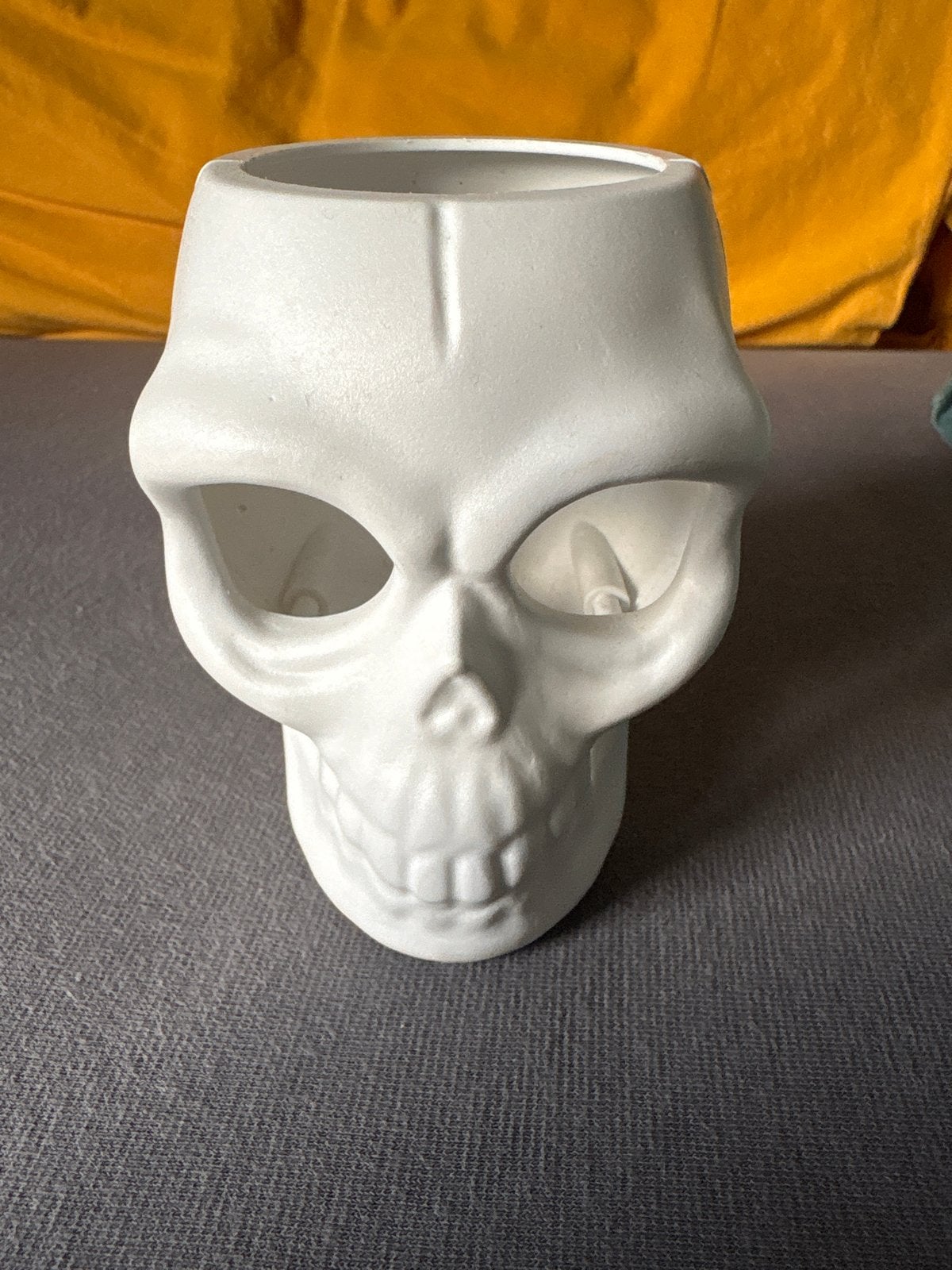 Skelet lampje / schedel waxinelichthouder, Gebruikt, Verzenden, Overige stijlen, Wit