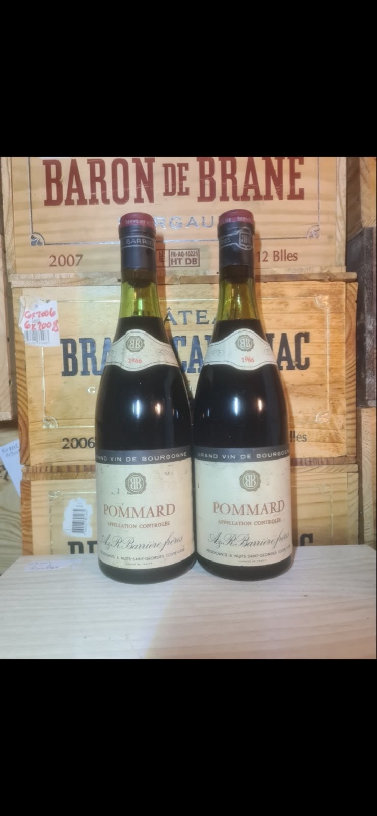 2 flessen Pommard Grand Vin de Bourgogne 1966, Frankrijk, Nieuw, Ophalen of Verzenden, Rode wijn