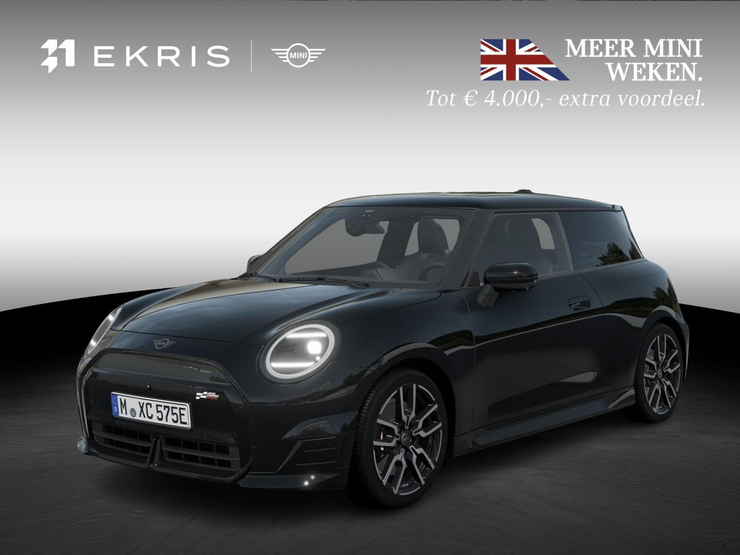 MINI 3-Deurs Cooper E | John Cooper Works Uitvoering + Pakke, Auto's, 41 kWh, 4 stoelen, Zwart, Nieuw