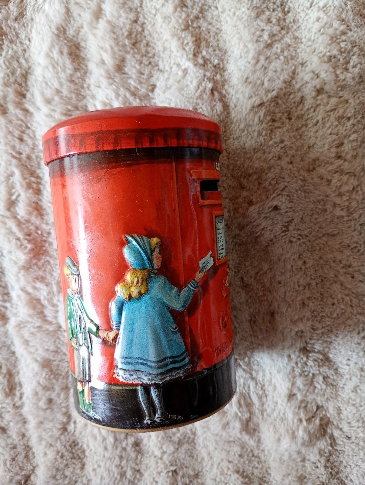 Vintage Britse brievenbus spaarpot blik- Decoratief & Uniek, Ophalen of Verzenden, Gebruikt