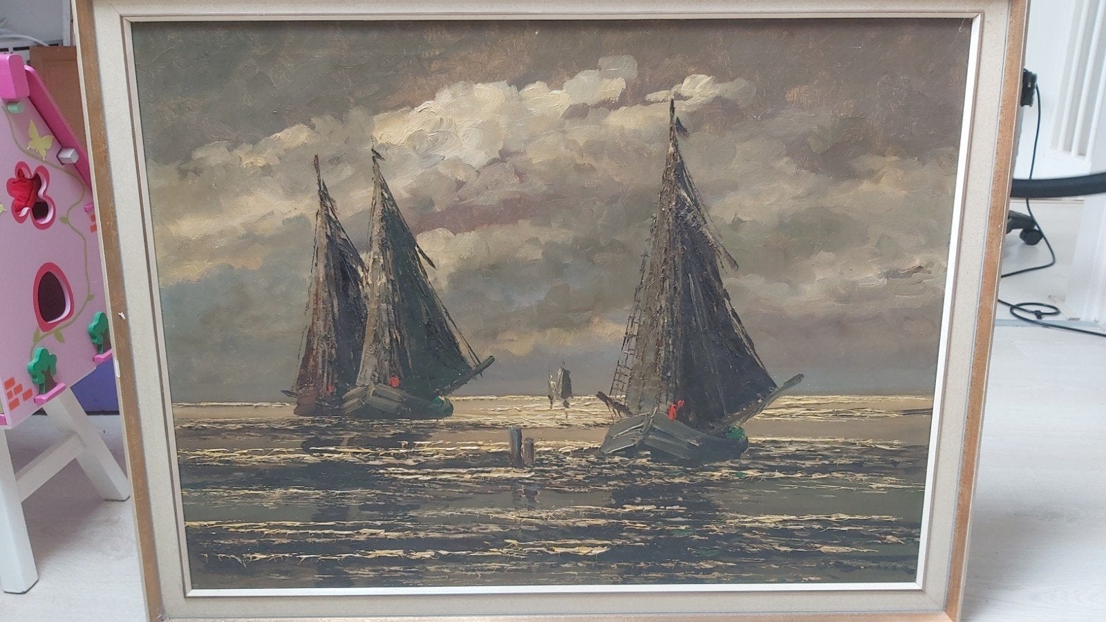 Olieverfschilderij C. Maat - Zeilboten Bergense School 60x80, Antiek en Kunst, Kunst | Schilderijen | Klassiek, Ophalen