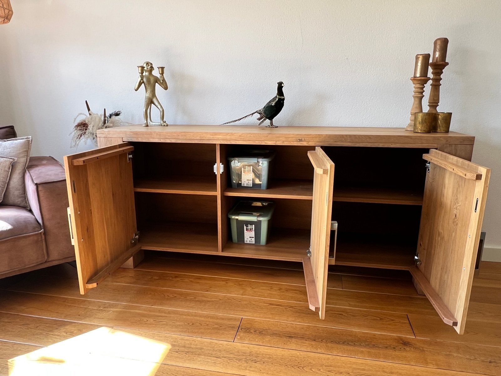 Massief eiken dressoir met softclose deuren, Gebruikt, 150 tot 200 cm, Eikenhout, Ophalen of Verzenden