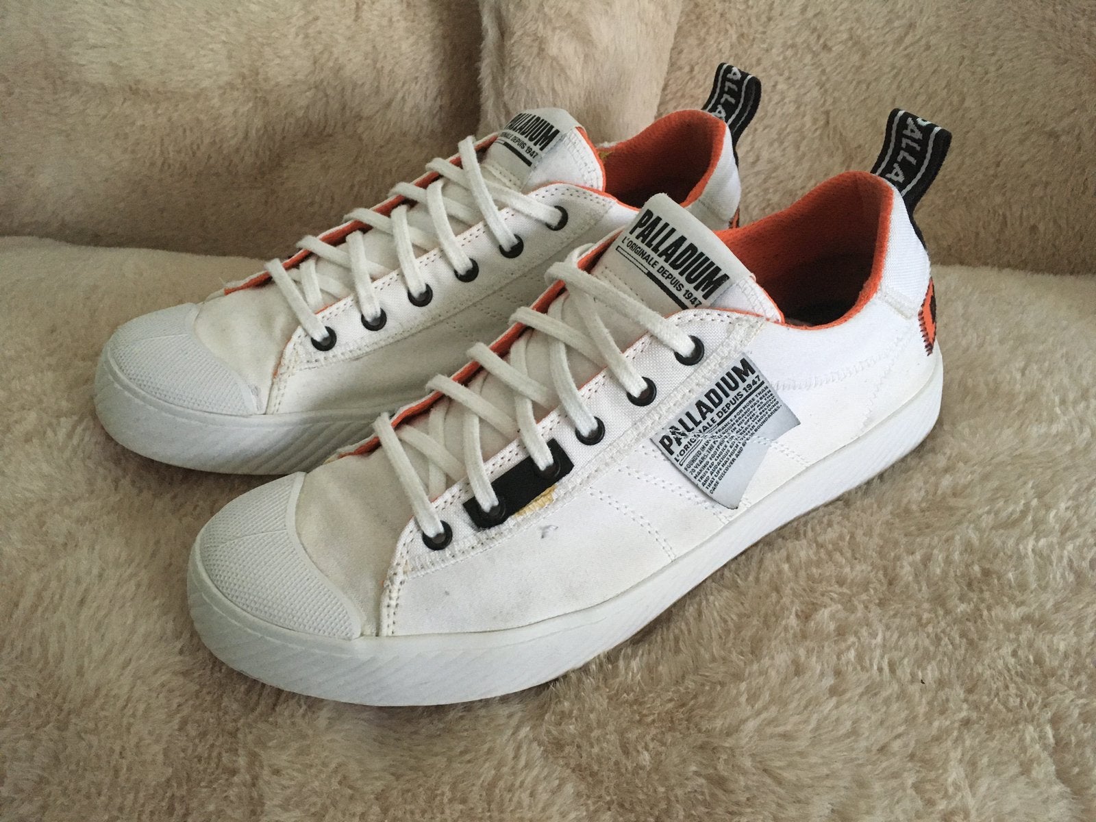 Palladium, Men Shoes, Orange White, UK 7.5 EU 41, Verzenden, Wit, Sneakers of Gympen, Gedragen