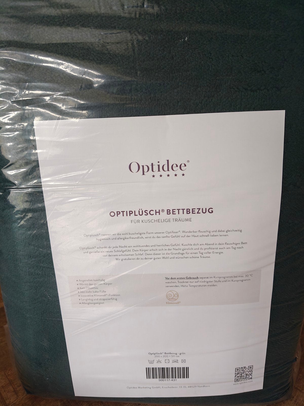 Optipluche Dekbedovertrek van Optidee 200x200cm, Ophalen, Dekbedovertrek, Groen, Nieuw