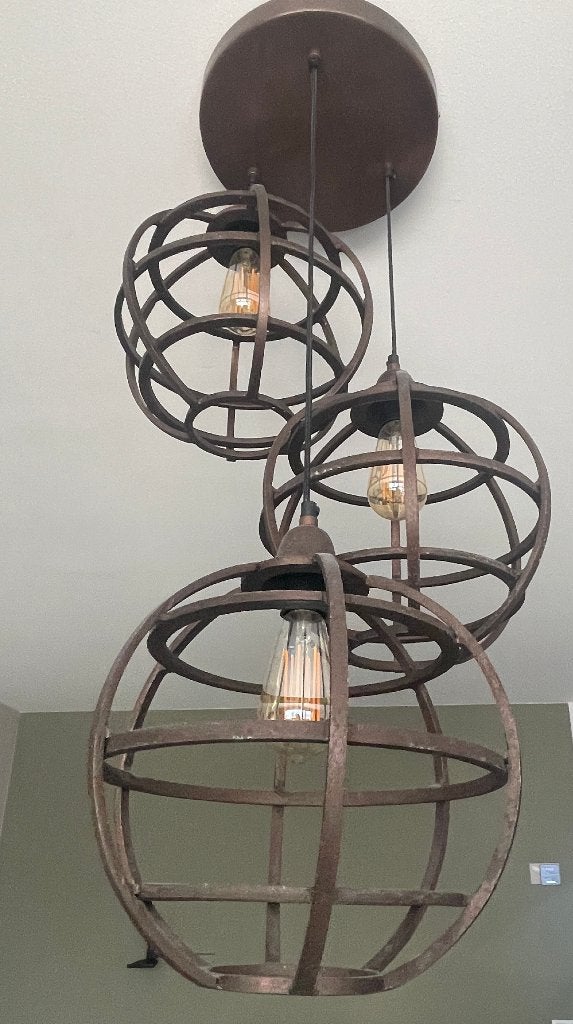 Stoere industriële hanglamp, verstelbaar, incl. lampen, Ophalen, Zo goed als nieuw, Metaal, Industrieel