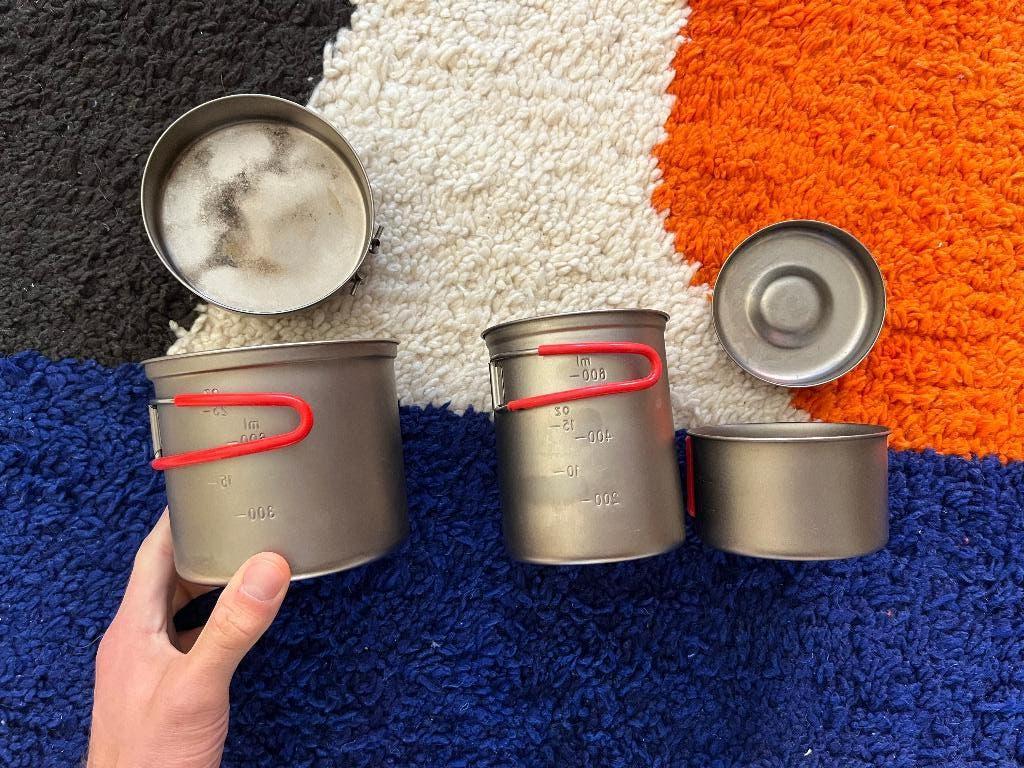Titanium kampeer pannen, Ophalen of Verzenden, Zo goed als nieuw