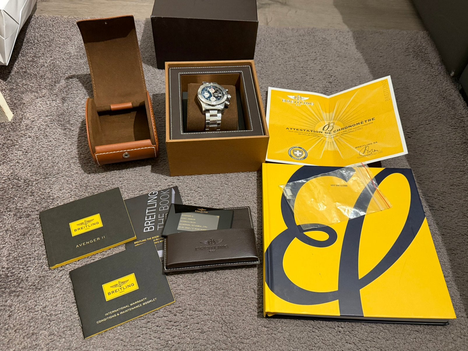 Breitling Avenger 2 full set 43mm, Sieraden, Tassen en Uiterlijk, Horloges | Heren, Staal, Staal, Breitling, Polshorloge