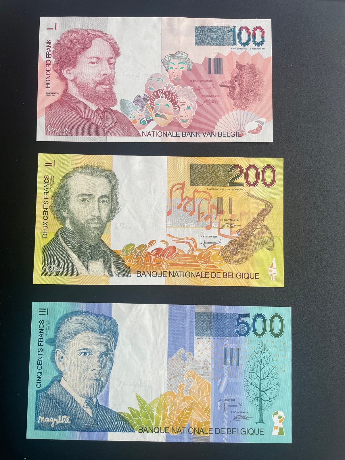 Set Belgische Franken biljetten (100, 200, 500), Ophalen of Verzenden, Setje
