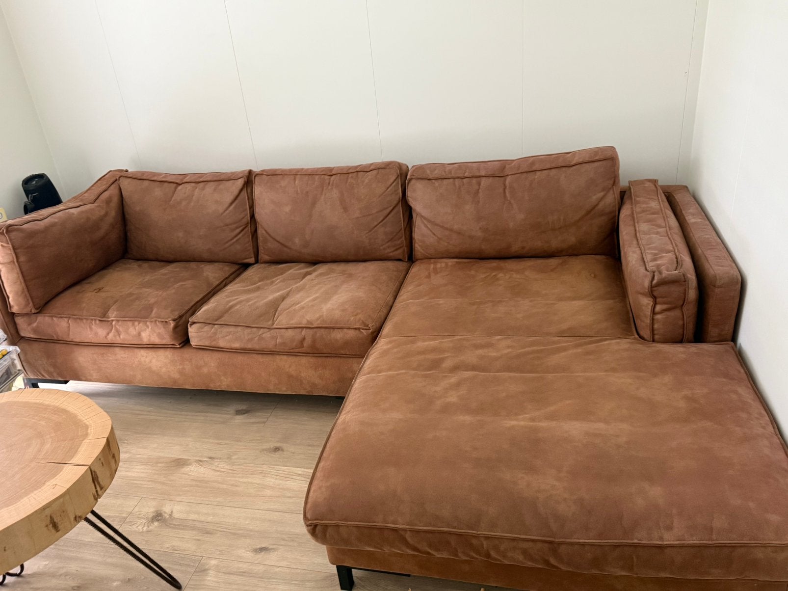 Cognac microleder bankstel, Ophalen, Gebruikt, Leer