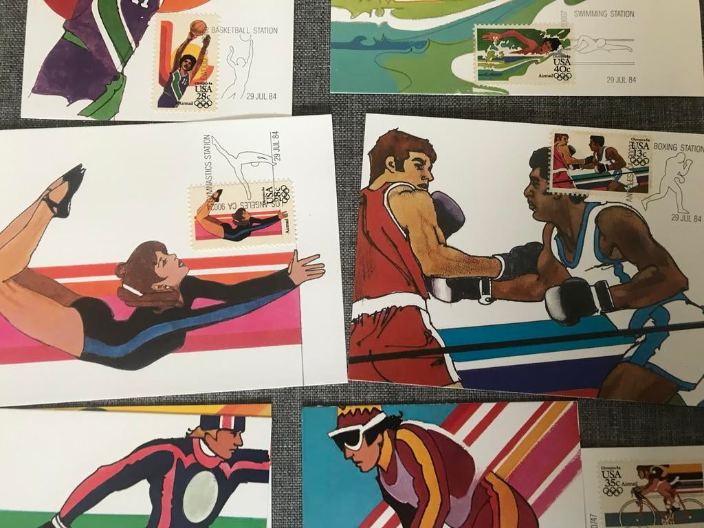 Olympische Spelen 1984 Los Angeles - Set van 10 kaarten, Verzamelen, Ophalen of Verzenden, 1980 tot heden, Ongelopen, Sport en Spel