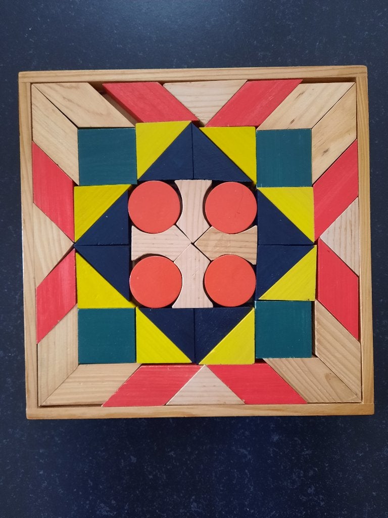 houten puzzel met blokjes, Ophalen of Verzenden, 10 tot 50 stukjes, Gebruikt, 4 tot 6 jaar