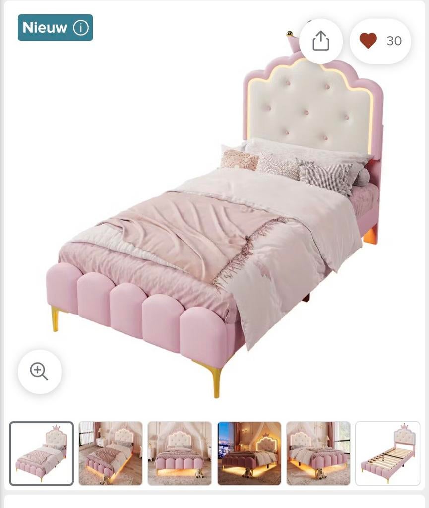 PRINSESSEN BED, Kinderen en Baby's, Kinderkamer | Bedden, Ophalen of Verzenden, Nieuw, 180 cm of meer, 85 tot 100 cm