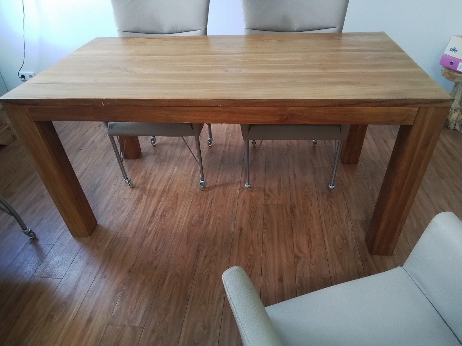 Teak eetkamertafel, Ophalen, Rechthoekig, 200 cm of meer, 50 tot 100 cm