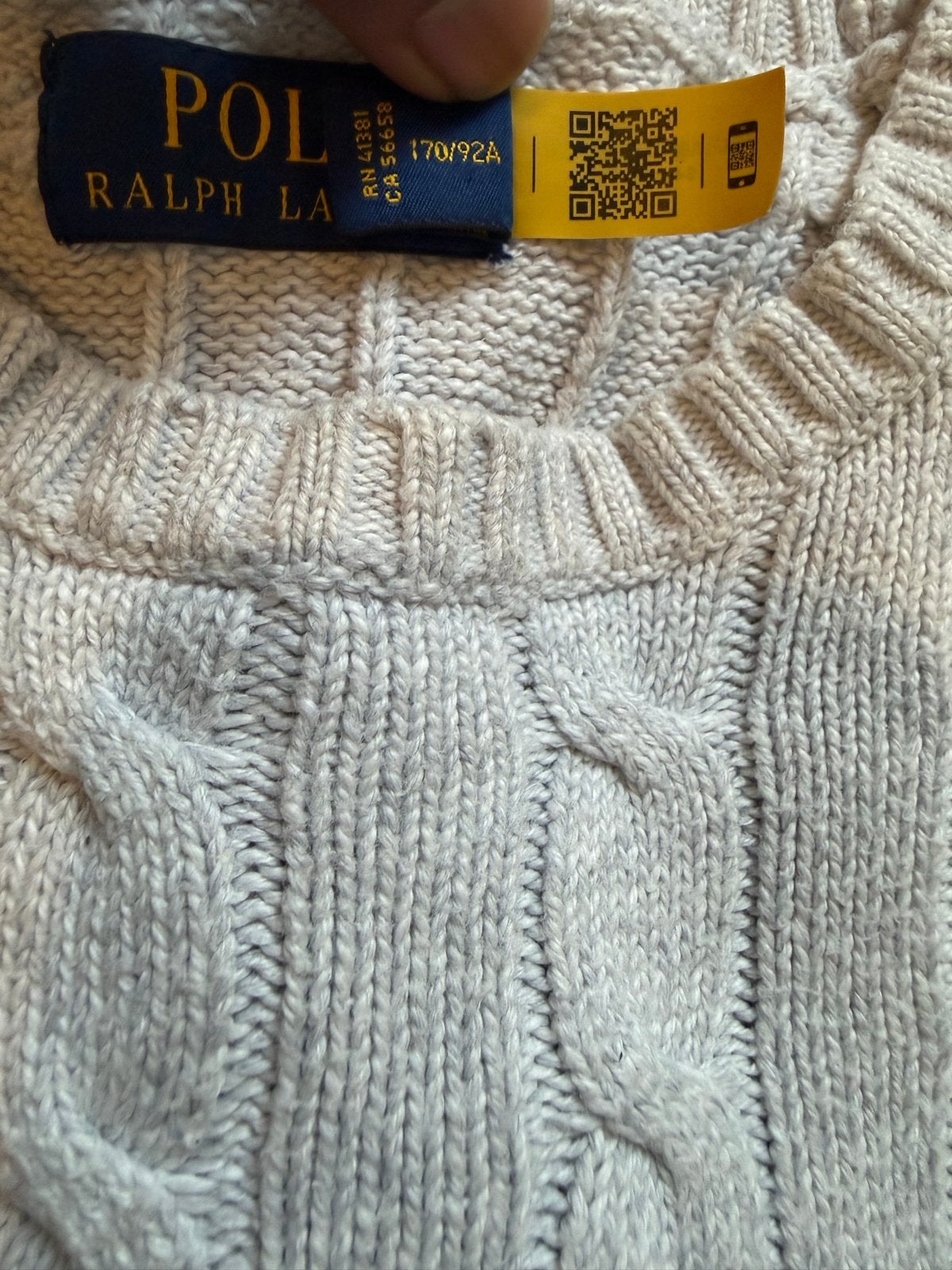 Polo Ralph Lauren kabelgebreide trui, Kleding | Dames, Truien en Vesten, Ophalen of Verzenden, Zo goed als nieuw, Grijs