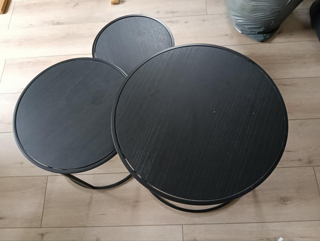 3 zwarte tafeltjes, Huis en Inrichting, Woonaccessoires | Onderzetters, Ophalen of Verzenden, Gebruikt, Overig