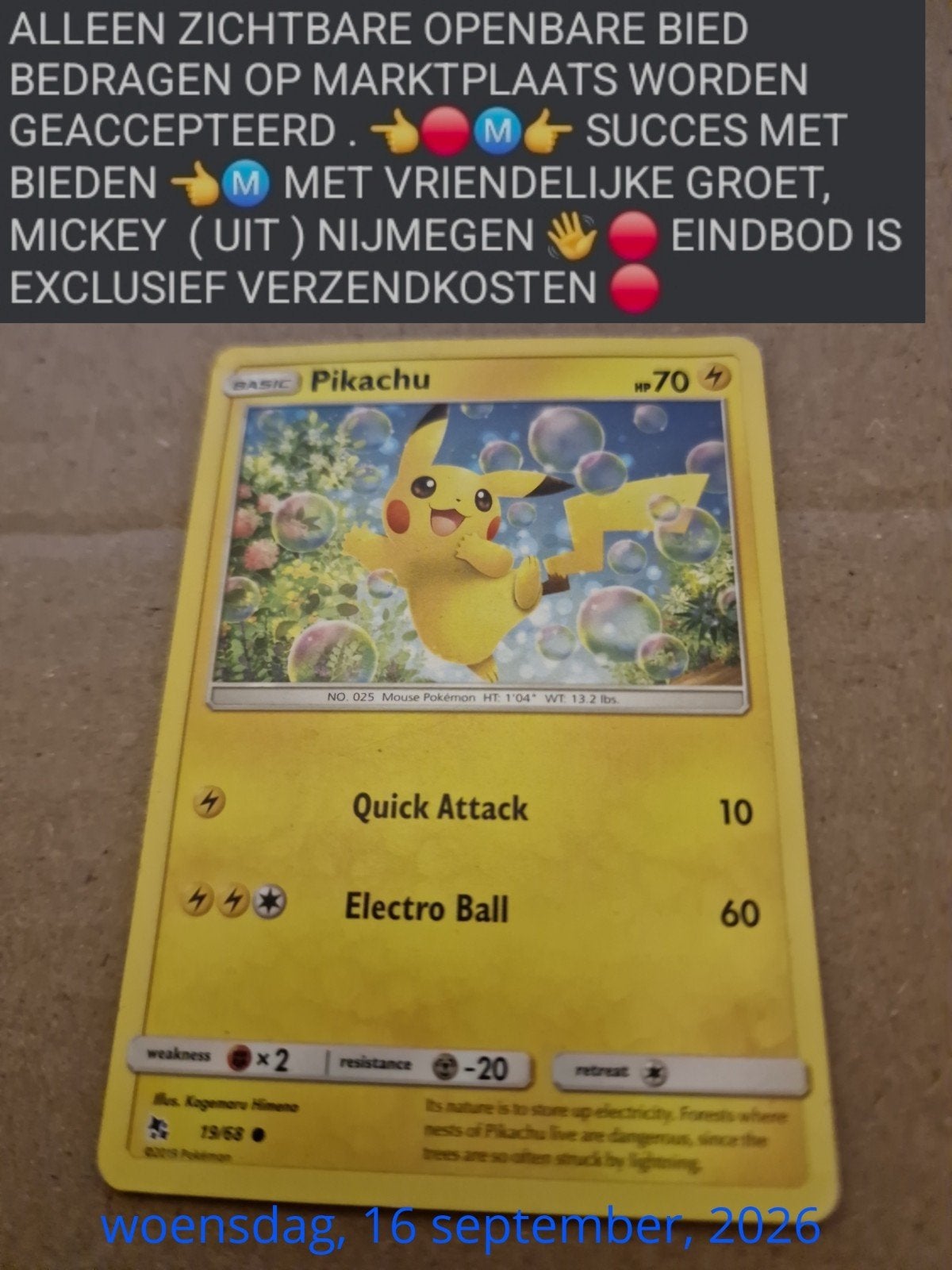 basic pikachu #19/68, Verzenden, Losse kaart