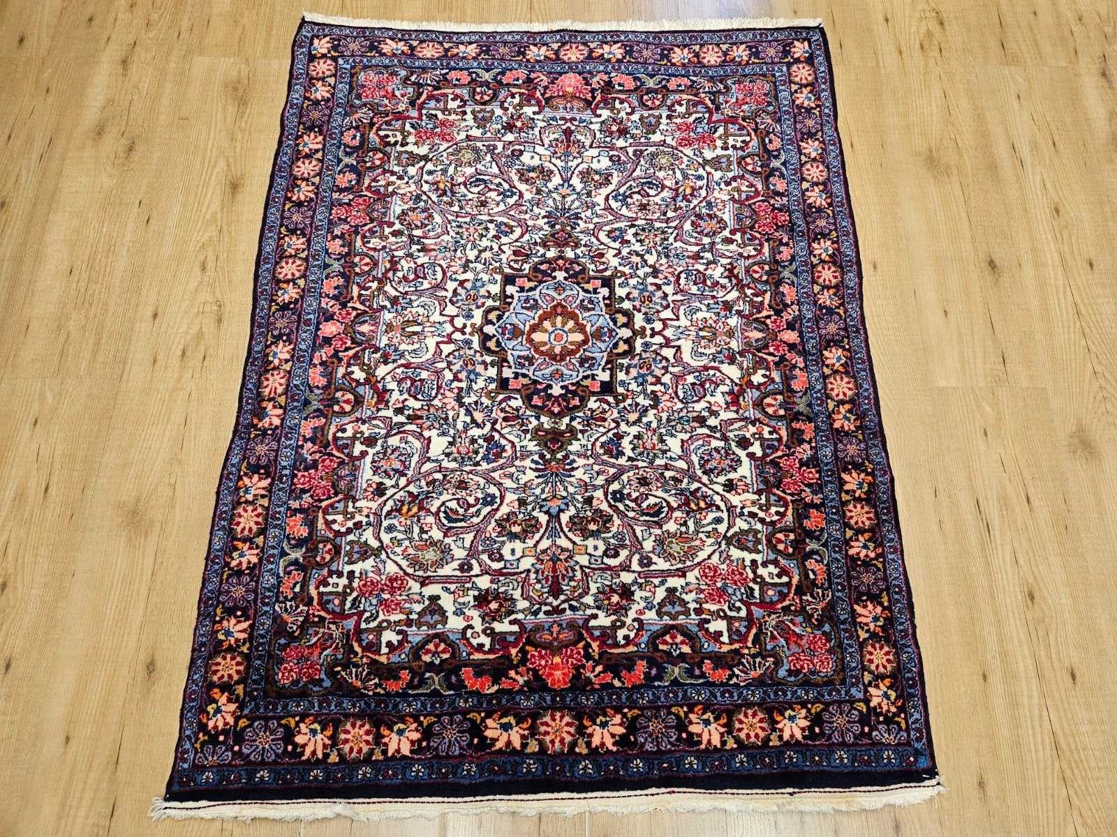 Vintage handgeknoopt perzisch tapijt bidjar 142x107, Info@SlatsAntiek.nl, Tweedehands, 100 tot 150 cm, Perzisch