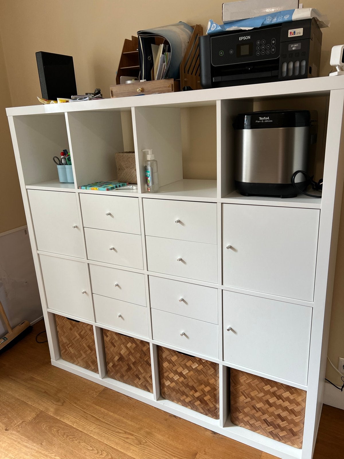 IKEA KALLAX kast 5x5 met lades, deuren en manden, Ophalen of Verzenden, Gebruikt