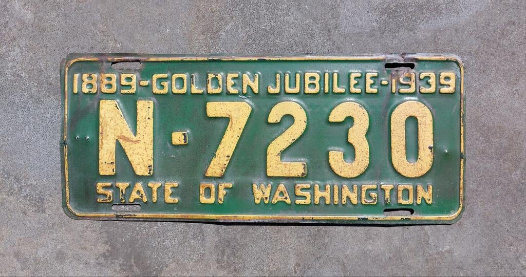 Kenteken 1939 Washington USA Nummerplaat Nummerbord, Ophalen of Verzenden, Gebruikt, Auto's