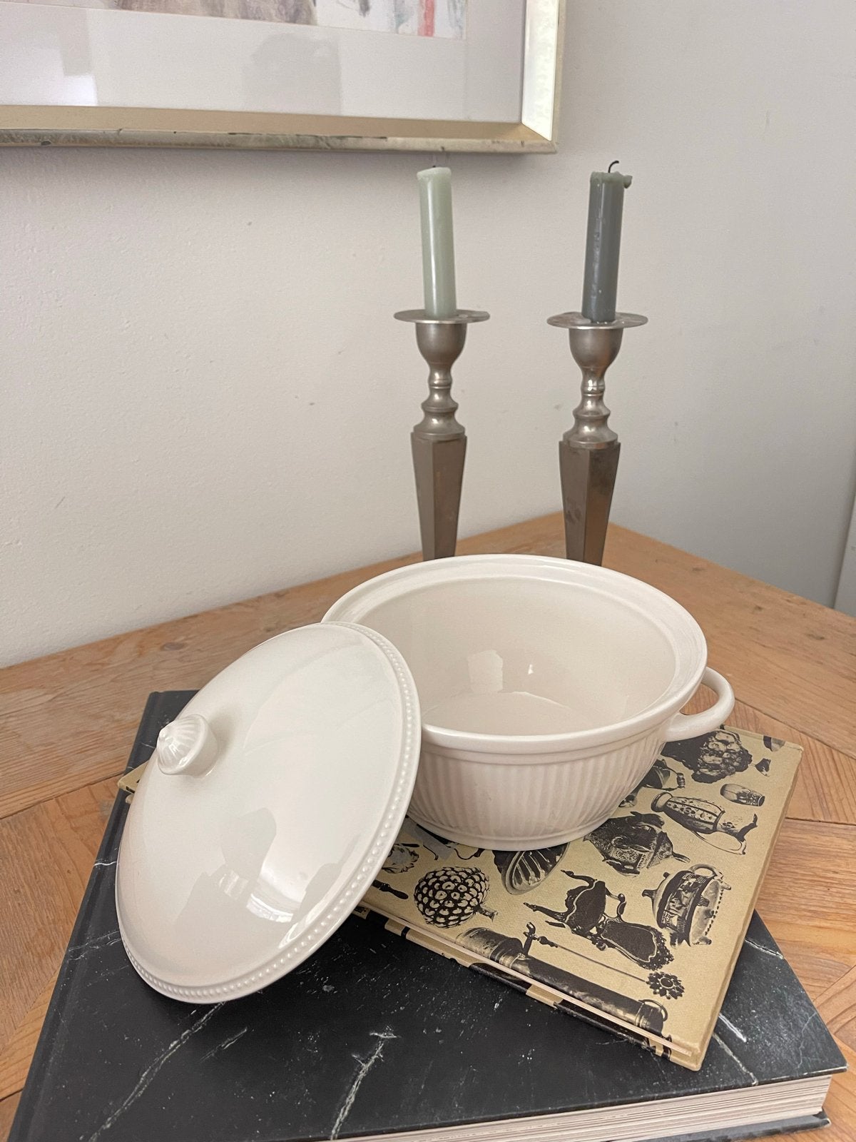 Vintage Wedgwood Windsor Roomwitte Ribbed Soepterrine met De, Verzenden