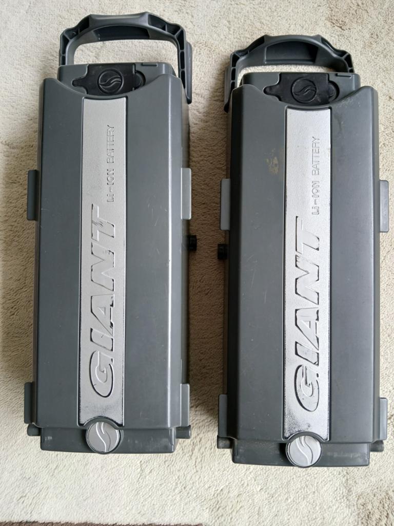 Werkende Giant 26V E-bike Accu’s + Oplader – Totale 50 km, Ophalen of Verzenden, Zo goed als nieuw