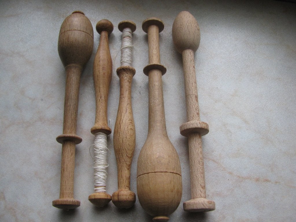 Set van 5 Houten Kantklosjes, Hobby en Vrije tijd, Kantklossen, Verzenden, Gebruikt, Klos(sen)